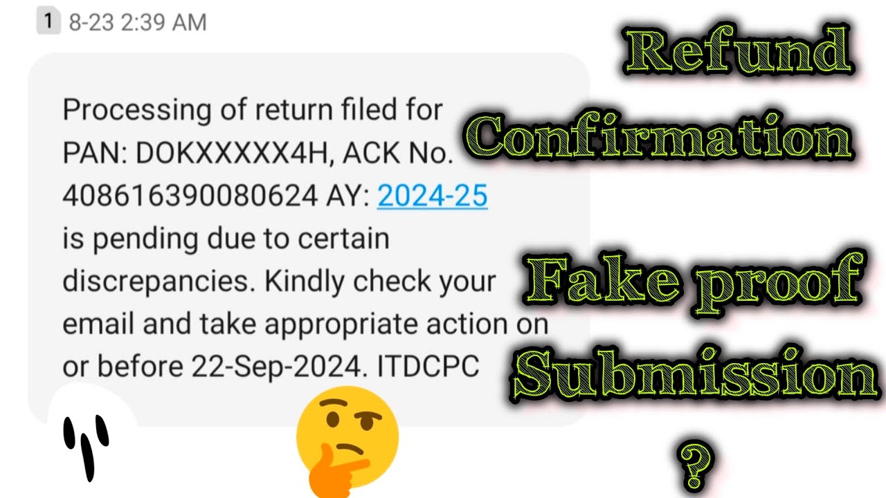 ITR return | refund | Pending due to certain discrepancies | submit income tax refund confirmation