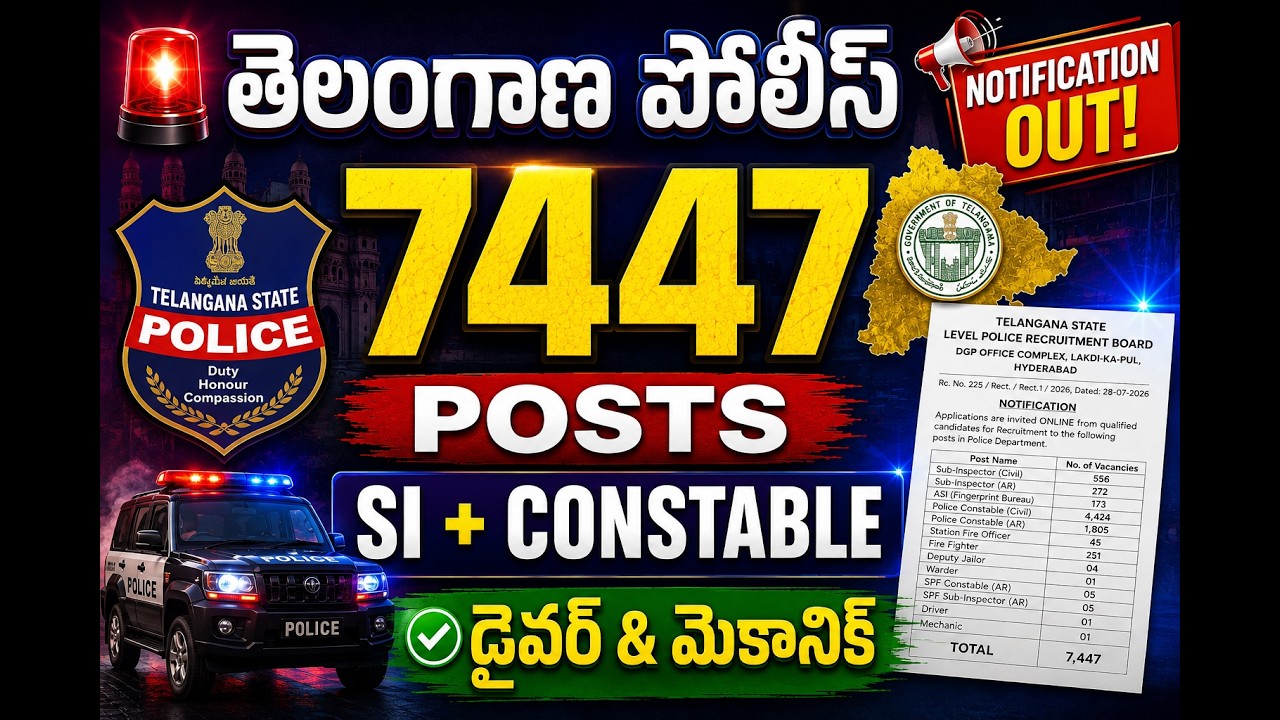 TS Police Notification 2026 Released 🔥 7447 Posts | SI, Constable, Driver & Mechanic | Full Details