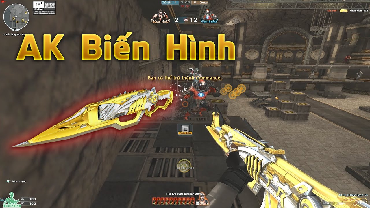 AK-47 FAKE VIP Biến Hình AK47-Red Knife Beast Noble Gold