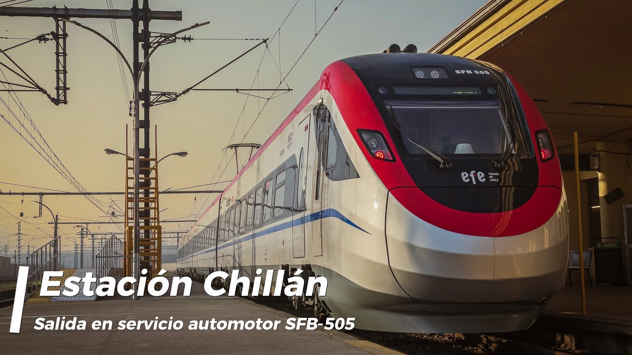 El nuevo Tren BMU saliendo de Estación Chillán