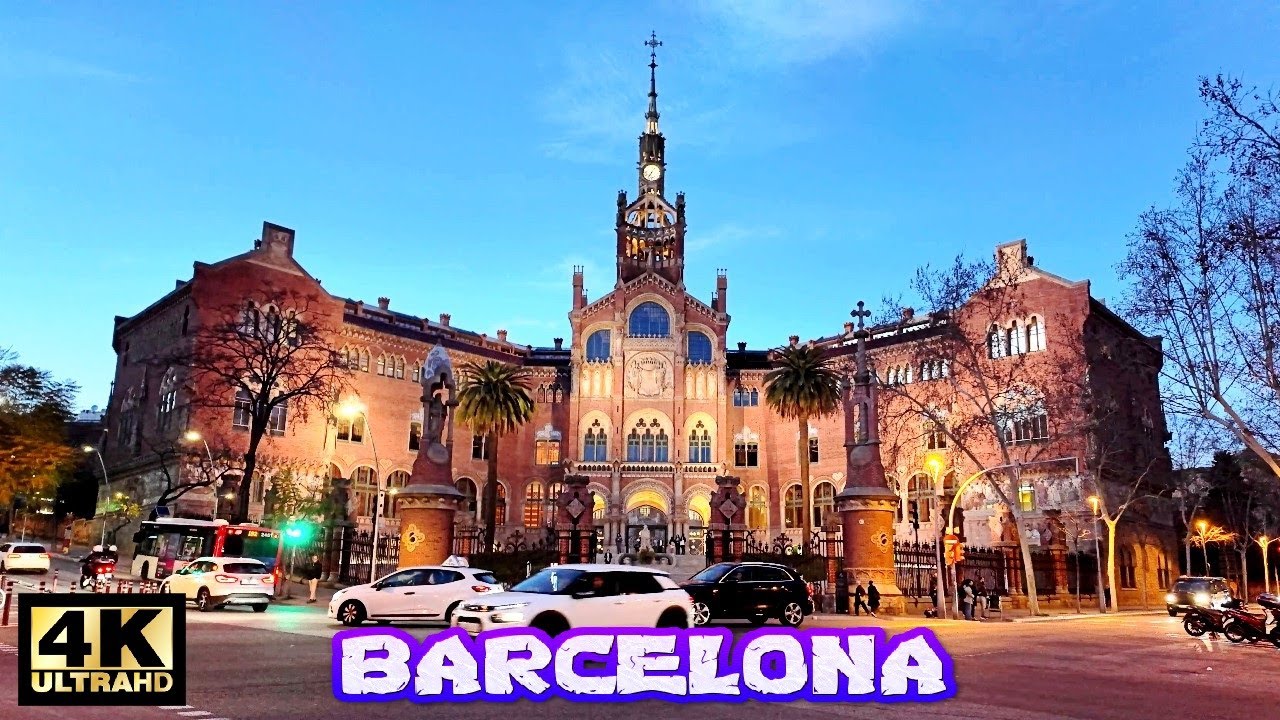 BARCELONA The Most Beautiful Walk in Night - Avenida GAUDI Walking Tour [4K, 60ftps]