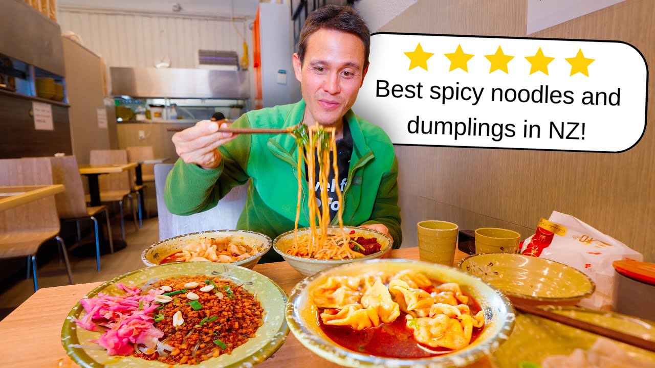Eating Chinese Noodles & Dumplings in New Zealand!! (I Ordered Extra Spicy 🌶️)