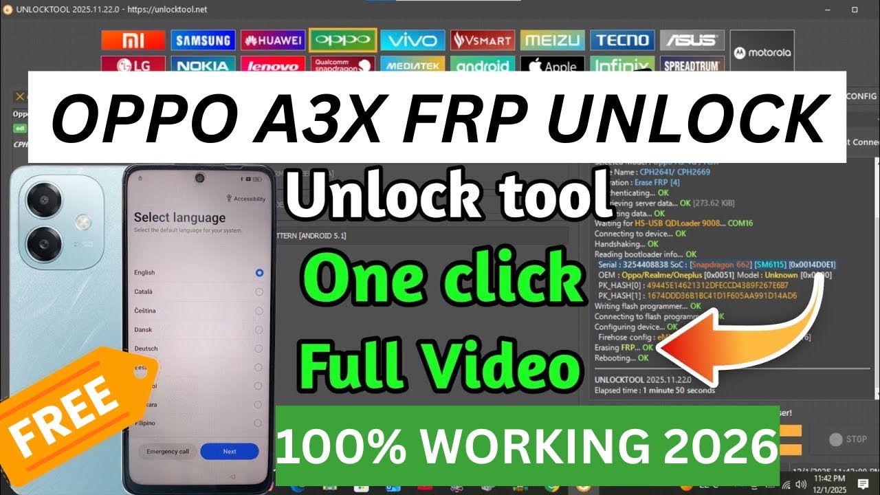 Oppo A3X FRP Unlock Tool 2026 | Oppo A3 4G FRP Bypass No PC
