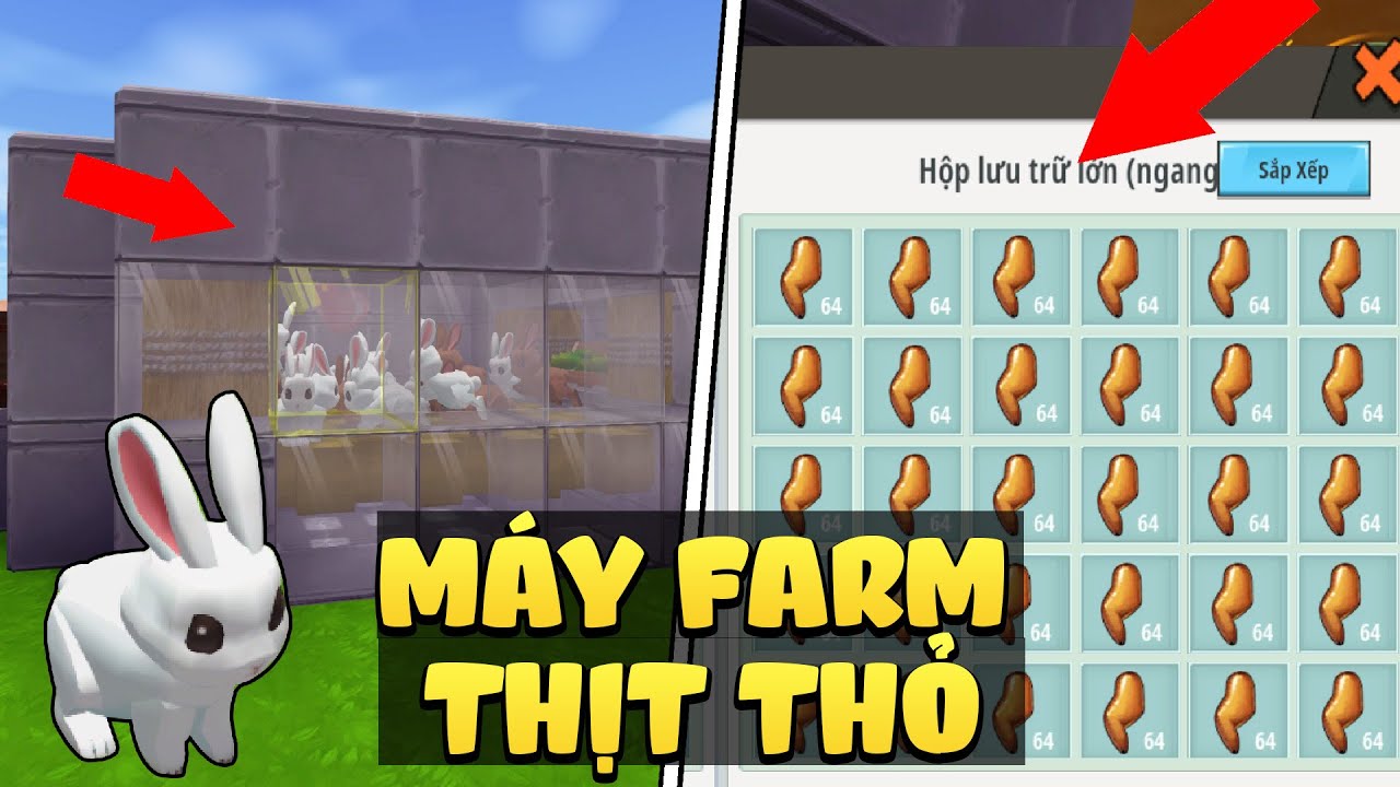 Cách làm máy farm thịt thỏ siêu đơn giản trong sinh tồn Mini World