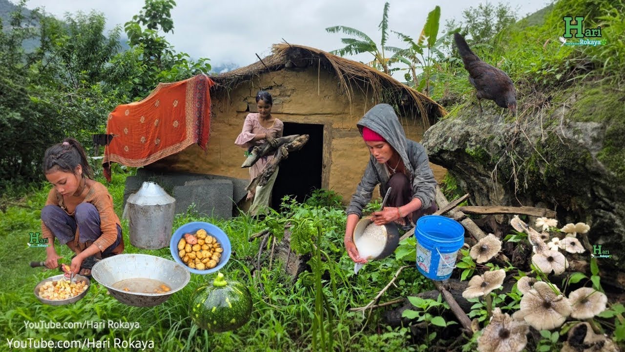 Traditional Life in Nepali Mountains | Family Daily Life | Organic Food Cooking in Countryside Life
