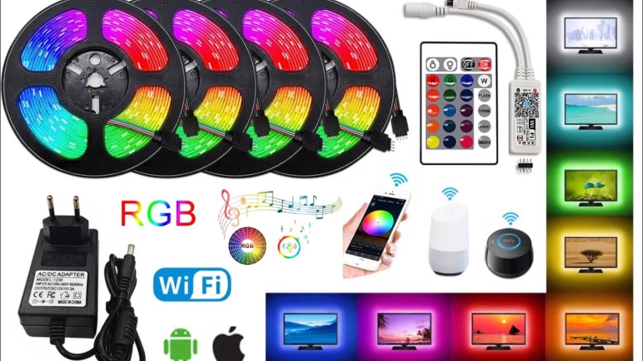 Como ligar kit Fita de LED 5050 Wi-Fi Magic Home C/ 5m 10m 15m 20m 30m