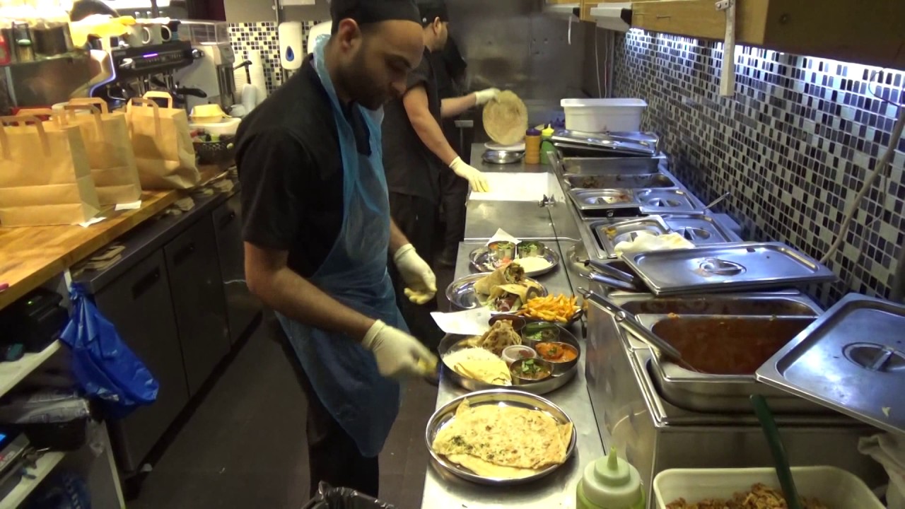 Very Fast Indian Street Food Style Wrap Making and Delicious Gujarati Thalis' at Tifin Box, London.