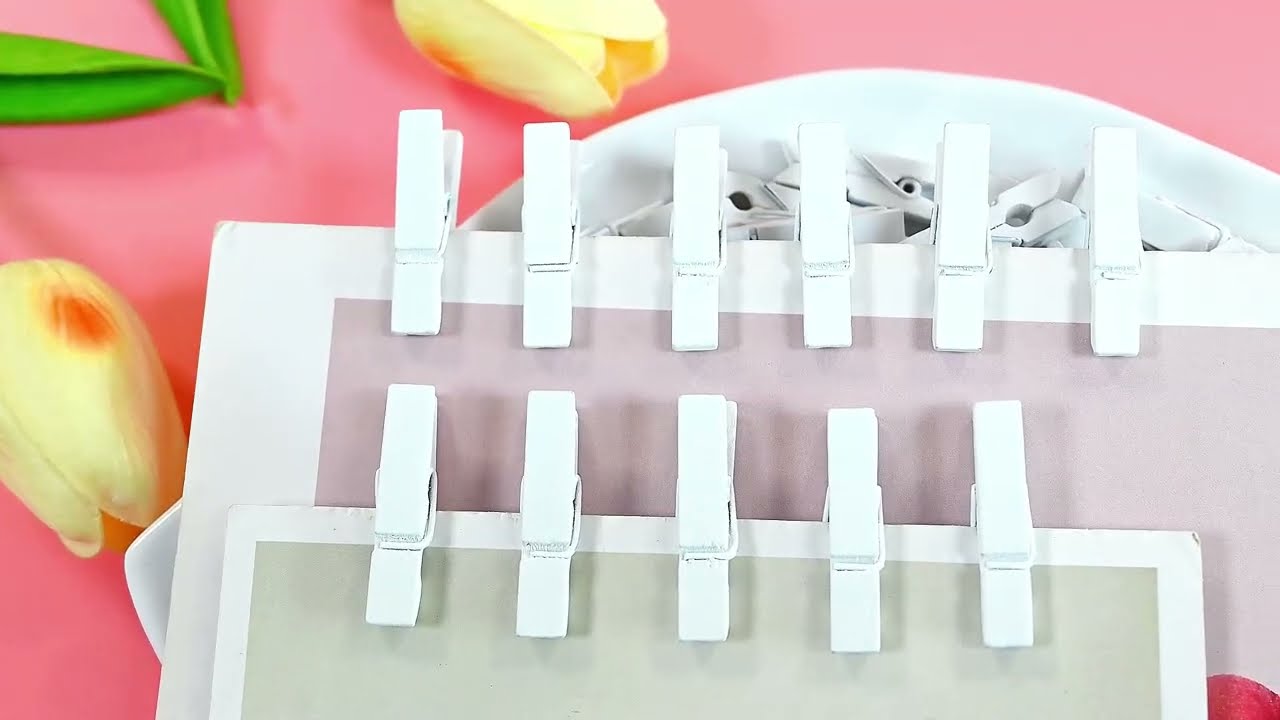 BronaGrand 100pcs Mini White Wooden Utility Paper Clips, Clothespins, Photo Clips