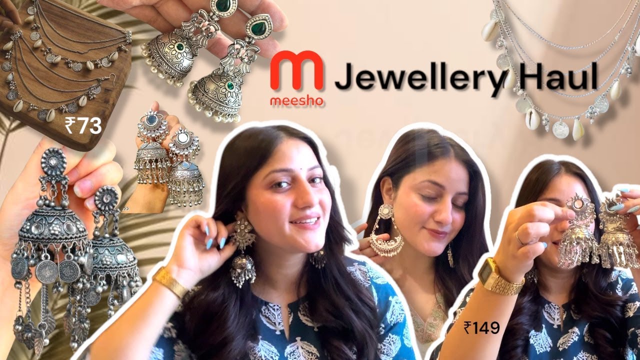 Huge MEESHO Jewellery Haul | Starting at ₹64 | Simran Thakur #meeshohaul #meesho #meeshojewellery
