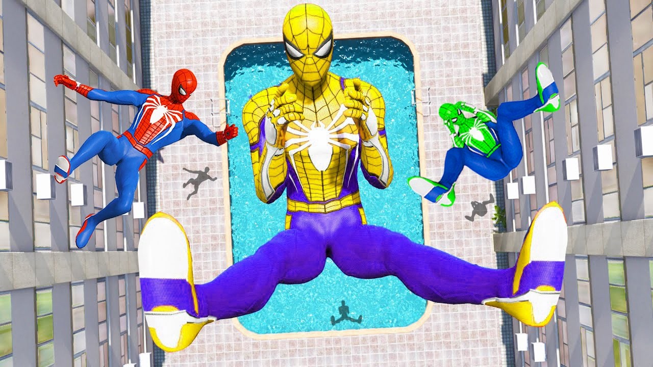 Rainbow Spiderman Ragdolls in GTA 5 (Compilation ) #12