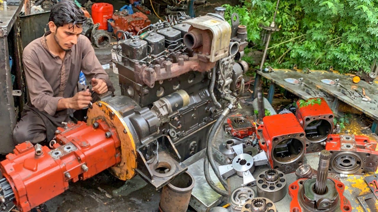 These Guys Are Know Their Stuff Rebuilding Excavator Main Hydraulic Pump With Minimal Equipment