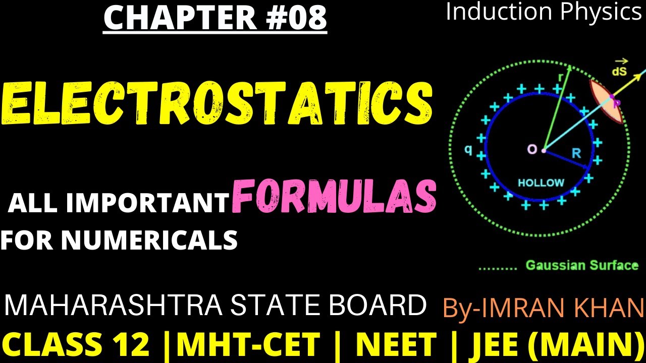 Important Formulas | Electrostatics | Class12 | HSC Board | Induction Physics  | Imran Khan