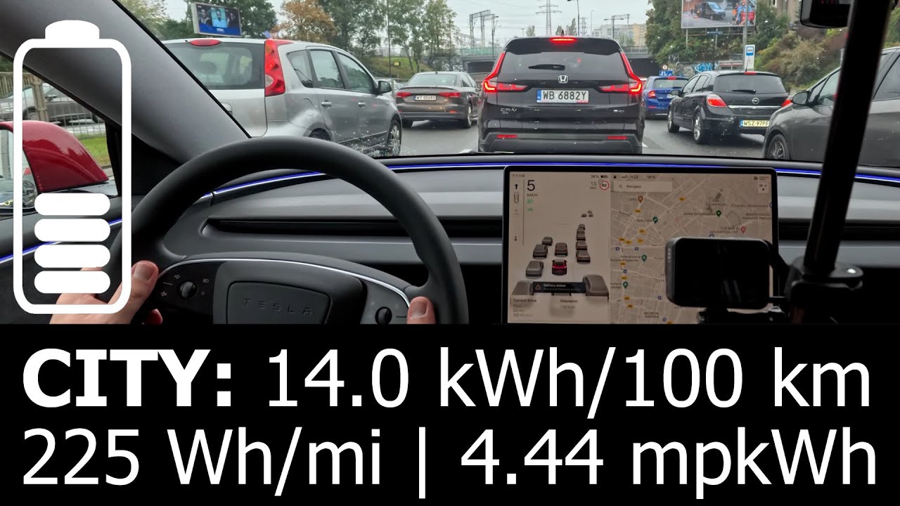 Tesla Model 3 Performance: CITY energy power consumption economy test mpkWh kWh/100 km town Highland
