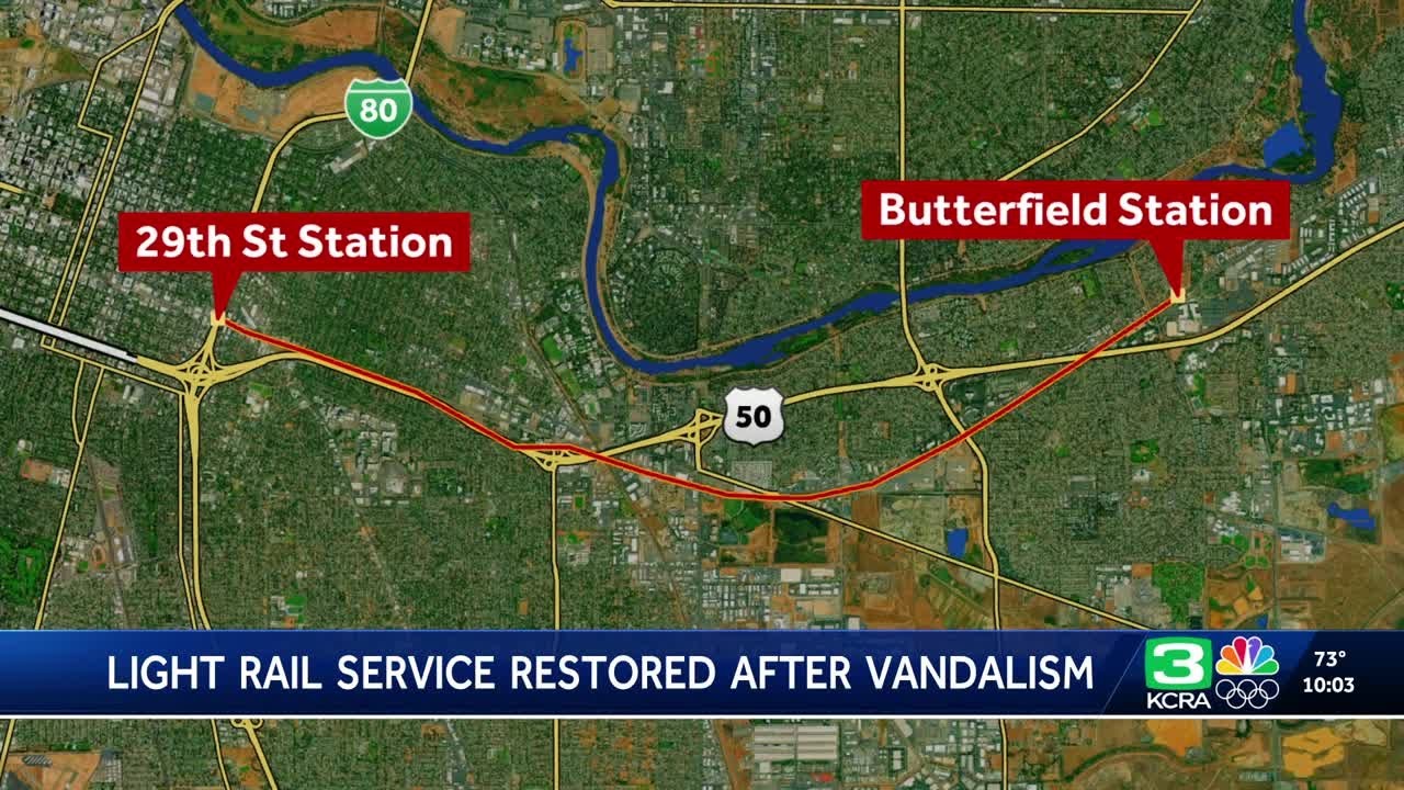Vandalism to infrastructure impacts Sacramento light rail service
