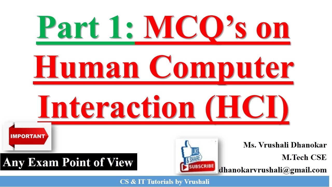 HCI MCQ Part 1: MCQ's on Human Computer Interaction / Interface (HCI)