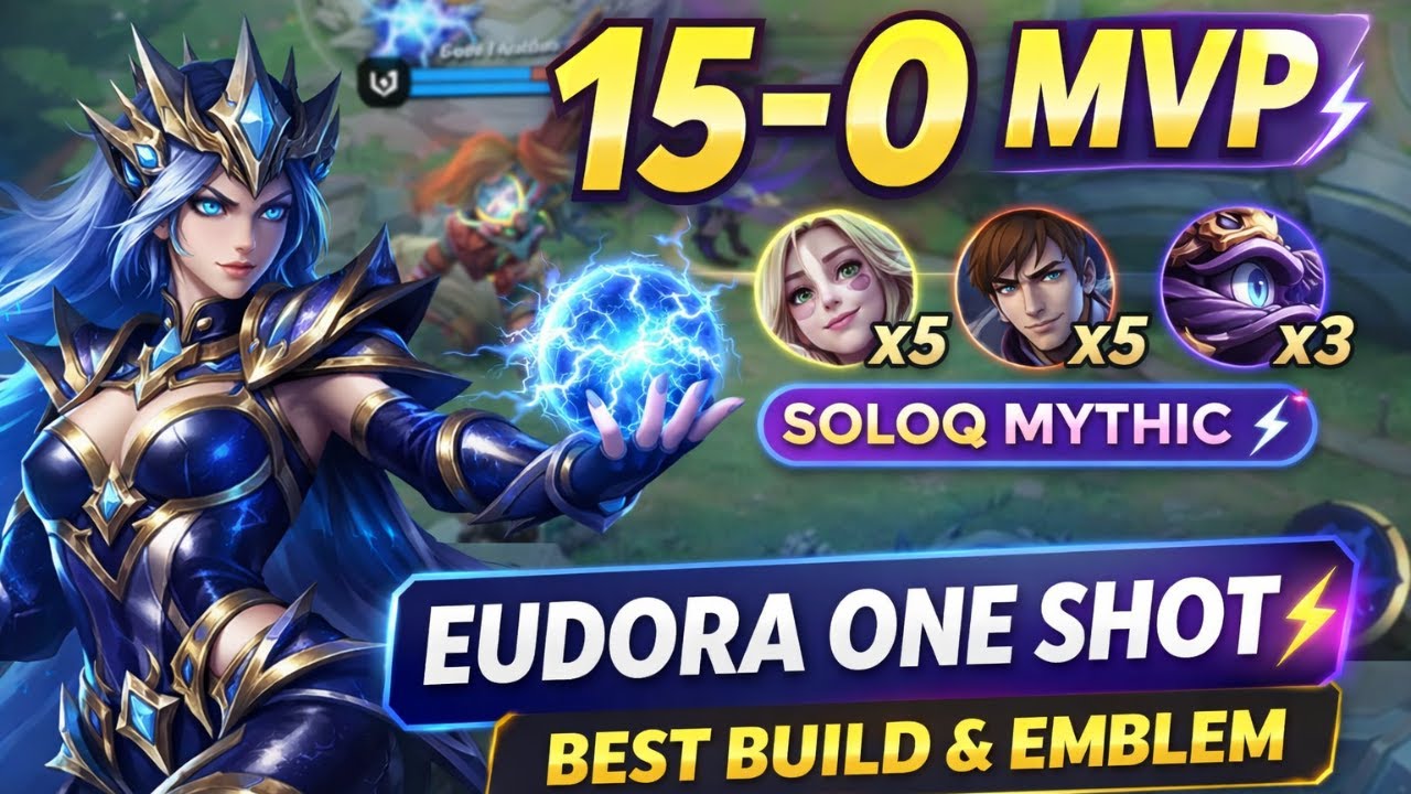 15-0 UNKILLABLE! ⚡ Eudora Best Build 2026 & Emblem | One Shot Gusion & Cyclops! (MLBB)