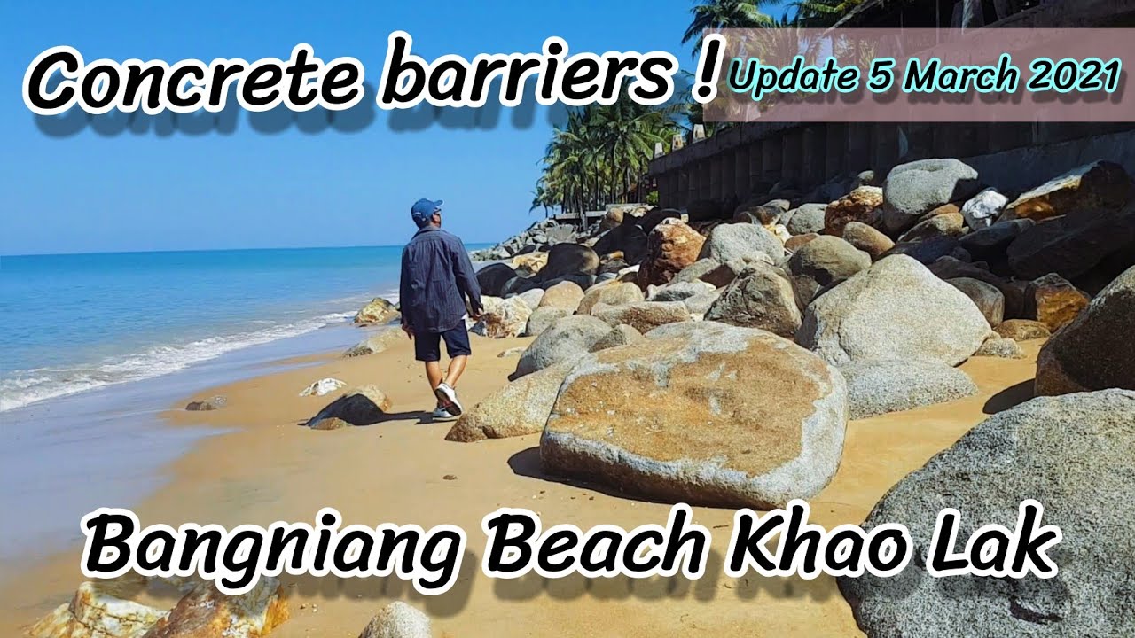 Can you walk on the beach?  Concrete Barriers Concrete Wall at Bangniang Khao Lak