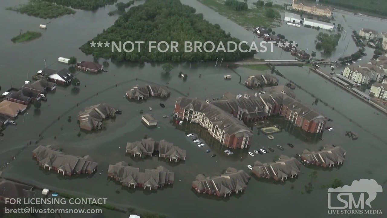 8-31-2017 Beaumont, Tx Dramatic flood video from Helicopter aerial Flash flooding Harvey
