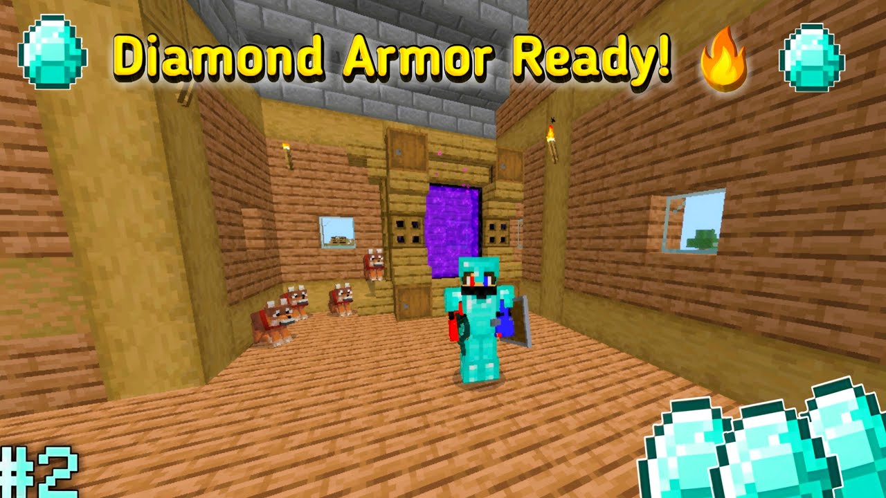 I Made Full Diamond Armor in Survival! 🔥 | Minecraft PE Ep. 2