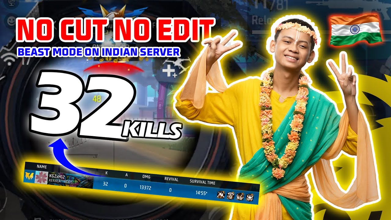 BEAST MODE!!! 32 KILLS IN INDIAN SERVER, SOLO VS SQUAD NO CUT NO EDIT