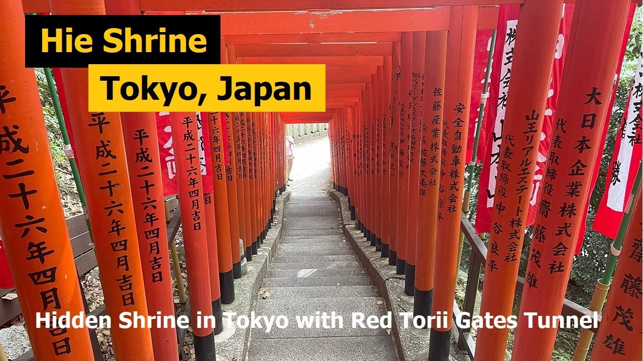 Hie Shrine, Tokyo, Japan - Hidden Shrine in Tokyo with Red Torii Gates Tunnel - Long Queue to Pray