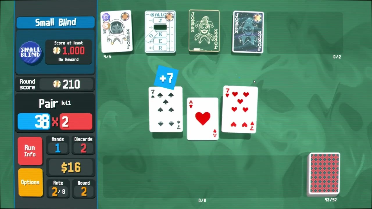 Balatro 3 Hand Size Bug (and an unsuccessful challenge)
