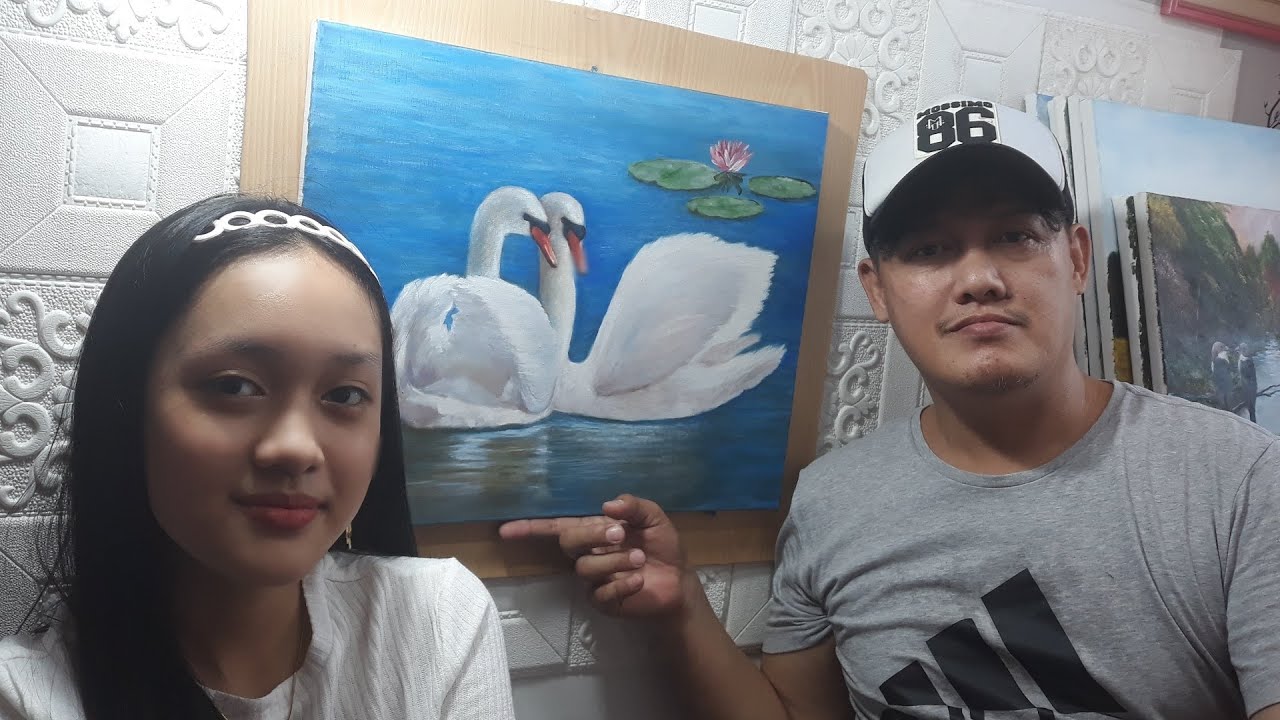 White Swans On A Blue Lake - Acrylic Painting | Time Lapse | PHILIPPINES 🇵🇭