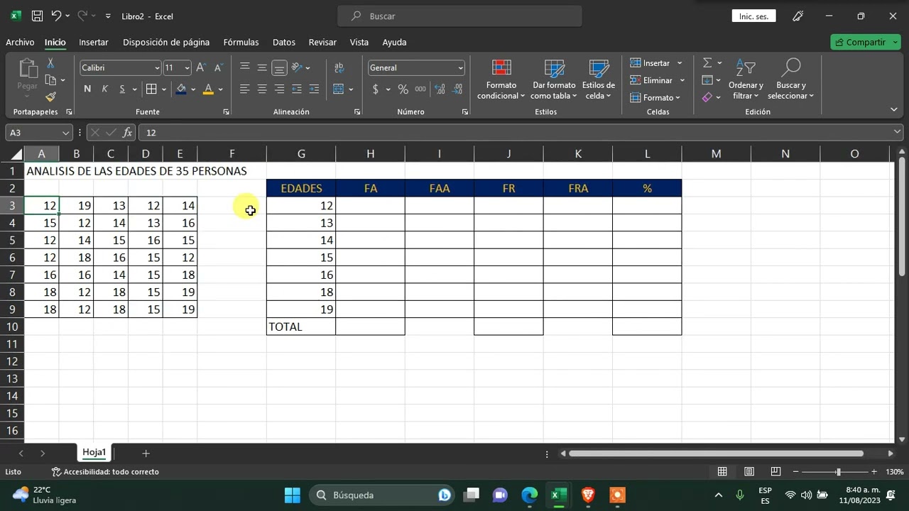 TABLA DE FRECUENCIA BASICA EN EXCEL