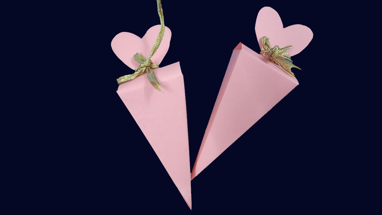 Hearts Closure cone box | Heart-Gift box making ideas for valentine's day | BeCre8ive