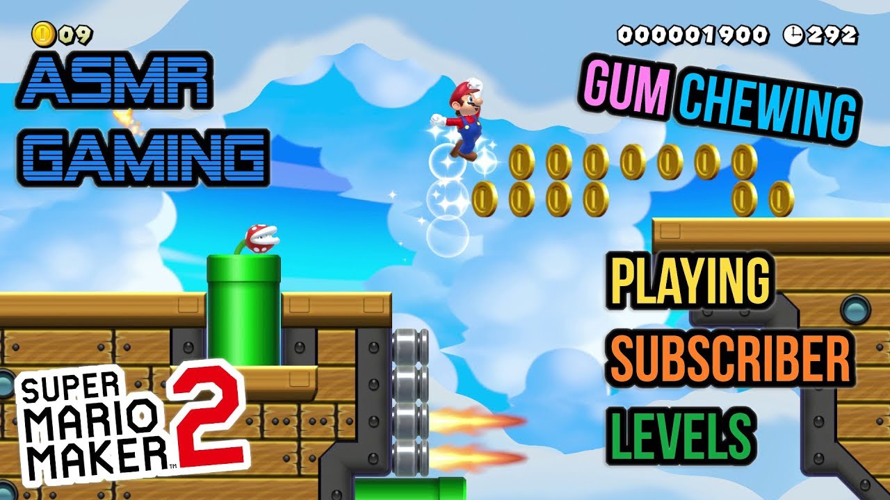 ASMR Gaming | Super Mario Maker 2 Subscriber Levels Gum Chewing 🎮🎧Controller Sounds + Whispering😴💤