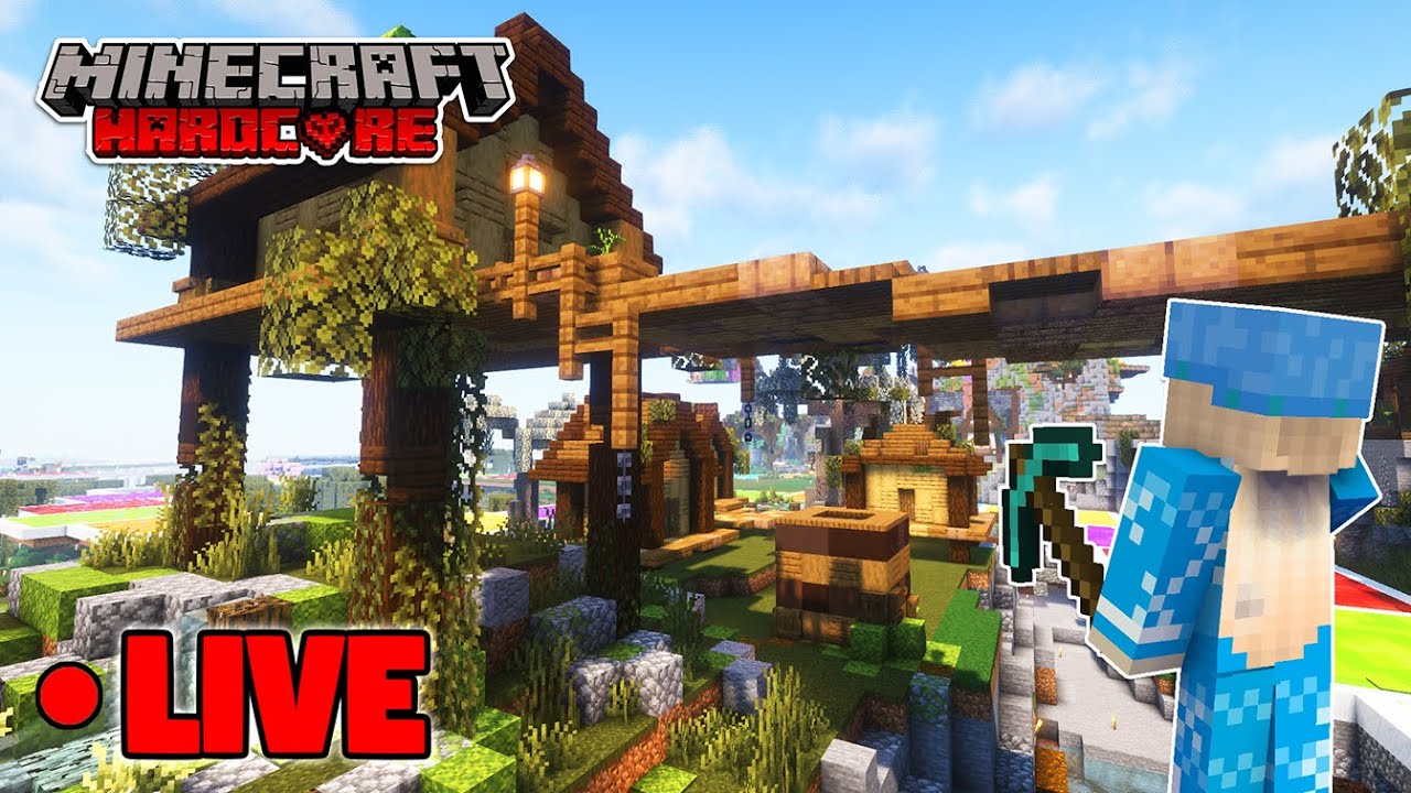 Hardcore Minecraft LIVE - Spider Farm Building (22k day world)