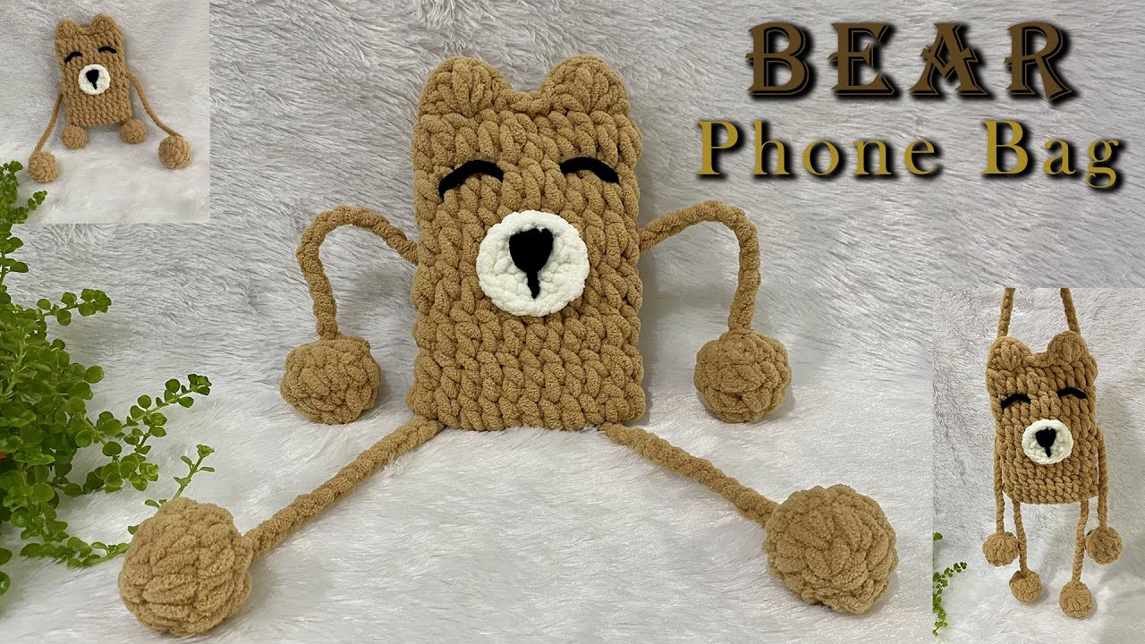 CROCHET PHONE BAG : How to Crochet Bear Bag | You can pull the Arms and Legs of the bag 🐻🐻