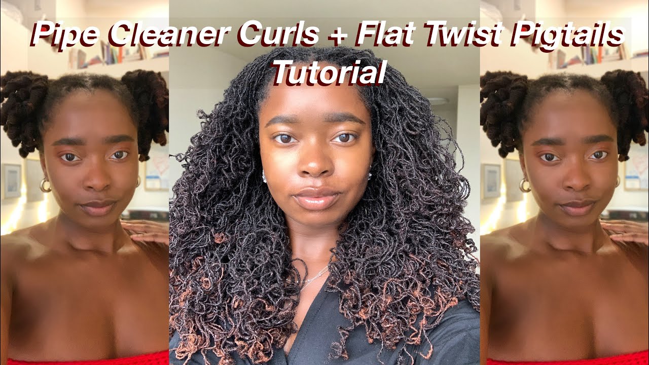 Pipe Cleaner Curls Locs Hairstyle | flat twist pigtails tutorial, sisterlocks