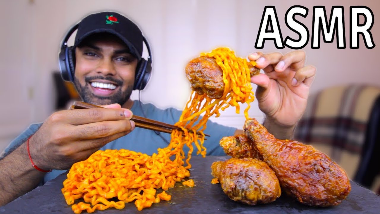 ASMR | *BIG BITES* NUCLEAR CARBO NOODLES + KOREAN FRIED CHICKEN