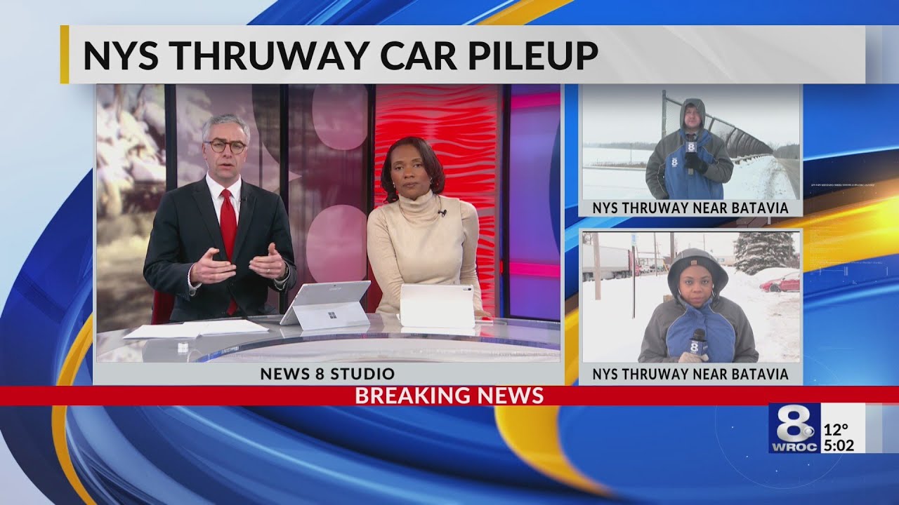 Nearly 30 car pileup shuts down NYS Thruway near Batavia