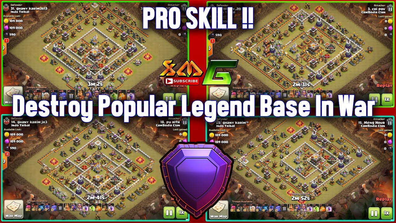 Clash of Clans⭐PRO SKILL DESTROY POPULAR LEGEND BASE IN WAR TH11 3-STAR⭐Please Watch !!