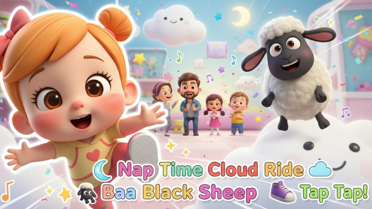 Nap Time Cloud Ride ☁️ | Baa Baa Black Sheep 🐑 Calm Baby Lullaby & Fun Rhyme | Little-Fun-Land