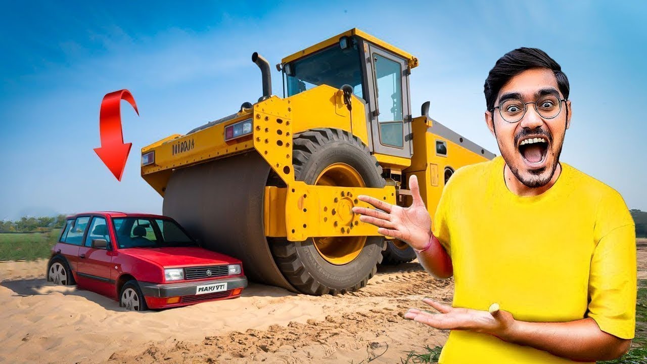 CAR vs Road Roller   रोड रोलर ने बना दी गाडी की चटनी   Extreme Experiment