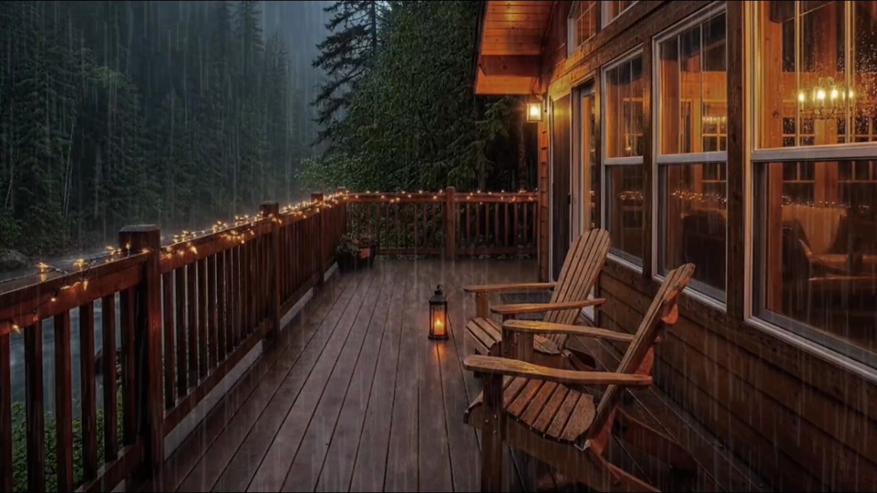 Relaxing Rain on a Cozy Wooden Cabin 🌧️ | Warm Lamp Ambience for Sleep & Study