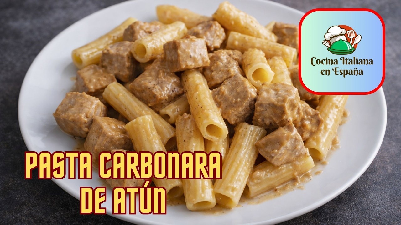 PASTA CARBONARA DE ATÚN SÚPER CREMOSA Y DELICIOSA,  RECETA FÁCIL Y RÁPIDA PARA TODOS