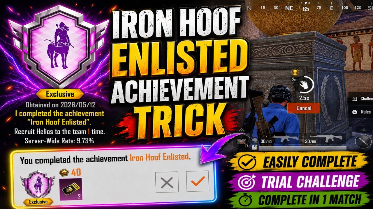😍HOW TO COMPLETE IRON HOOF ENLISTED ACHIEVEMENT IN PUBG MOBILE | RECRUIT HELIOS TO THE TEAM 1 TIME