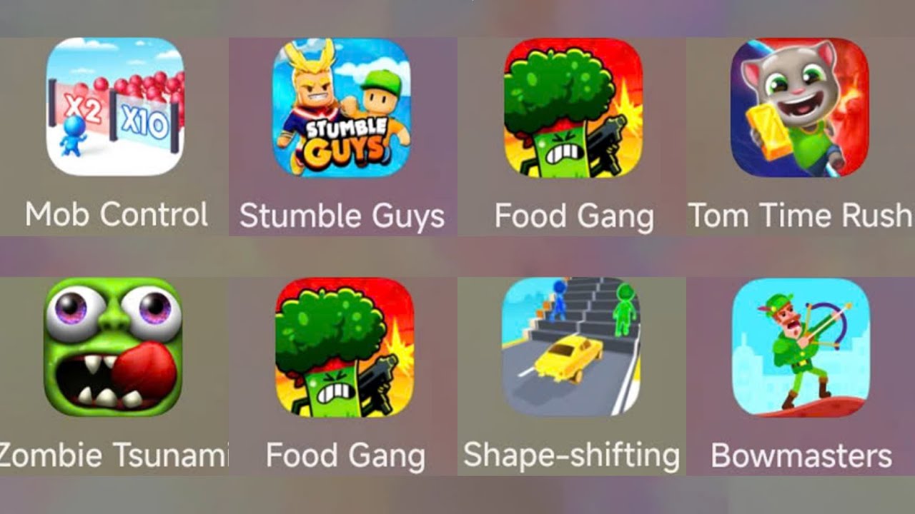 Larva Heroes, Zombie Tsunami, Tom Time Rush,  Food Gang, Shape shifting, Mob Control,  Stumble Guys
