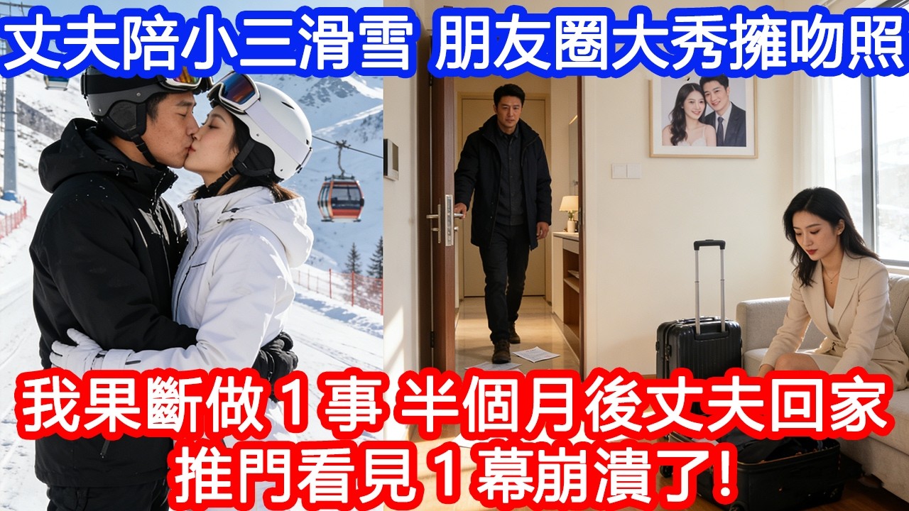 【情感故事】丈夫陪小三滑雪，朋友圈大秀擁吻照，我果斷回娘家做1事。半個月後丈夫回家，推門看見一幕崩潰了！#故事 #人生哲理 #婚姻 #出軌 #爽文