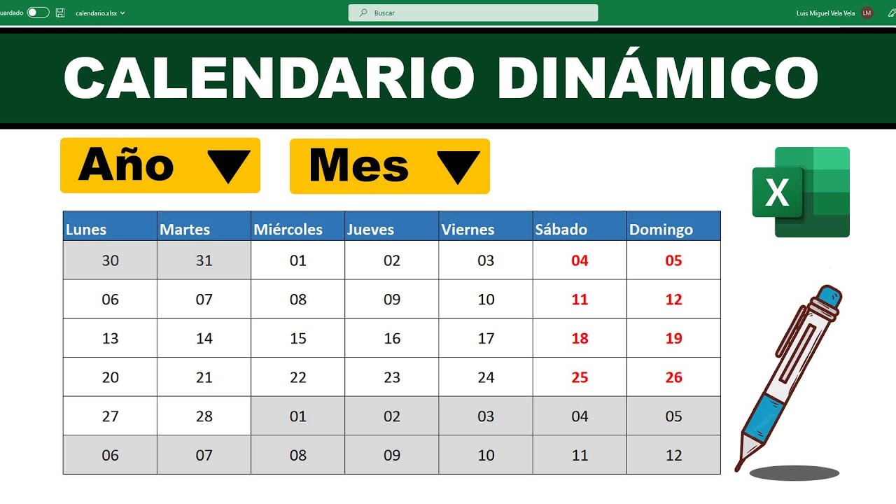 📆 CALENDARIO PERPETUO y DIN&Aacute;MICO en Excel | Sin Macros 2023