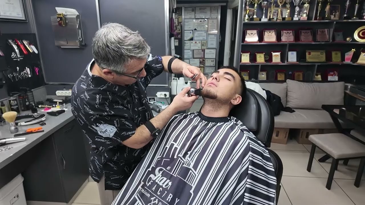 Unreal Relaxing ASMR 💦 Hair and Brave Shaving , Full Care and FoamMassage (Sleep Guaranteed)