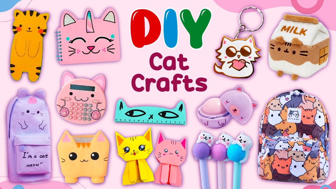 12 DIY CAT THEMED CRAFT IDEAS - Cat School Supplies - Create incredible cute things by yourself!