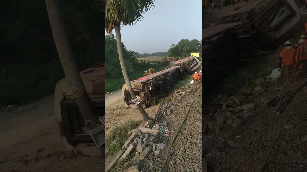 1st train Howrah Puri Superfast Express passing after Coromondal train accident at Balasore