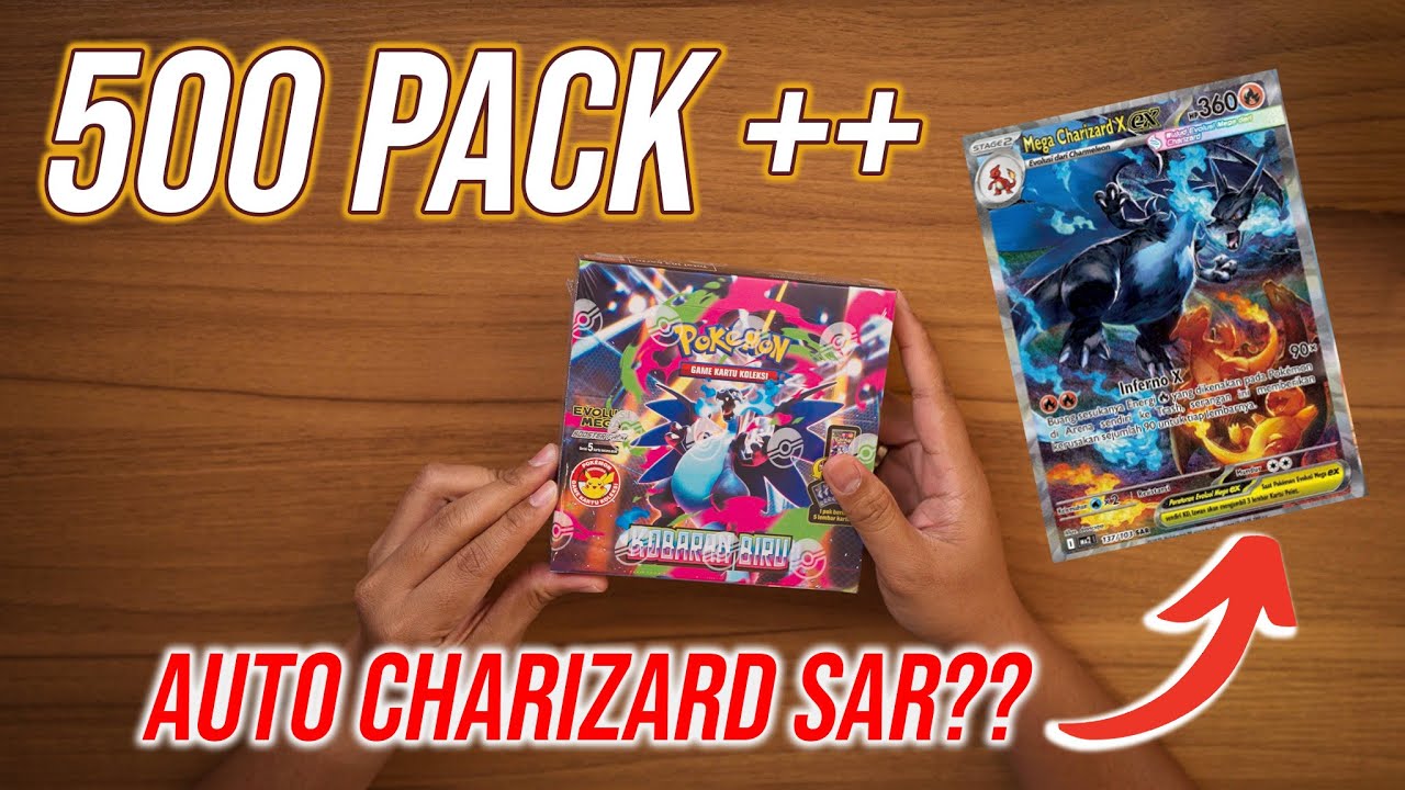 BREWEK 500 Pack++ Langsung Auto SAR Charizard?! Kobaran Biru Pokemon TCG Indonesia