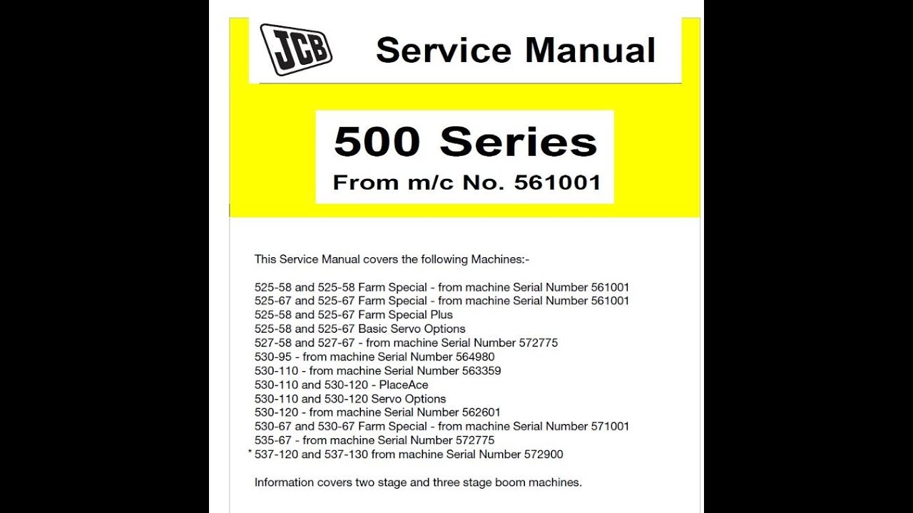 JCB 525 530 535 537 Series Telescopic Handler - Service Manual