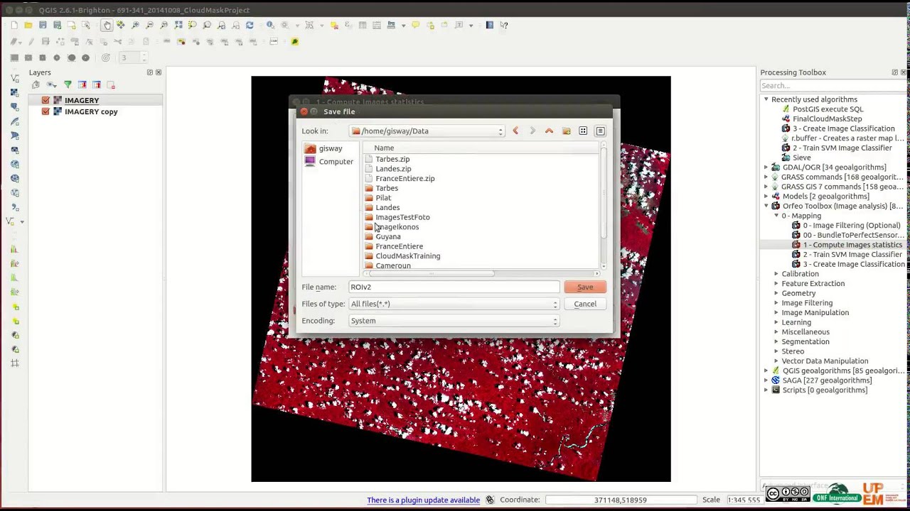 Tutorial - Qgis Orfeo ToolBox Classification Step 1/5: Compute raster statistics data